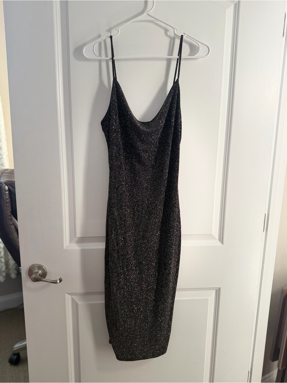 Elegant Black Sparkle Slip Dress - Women